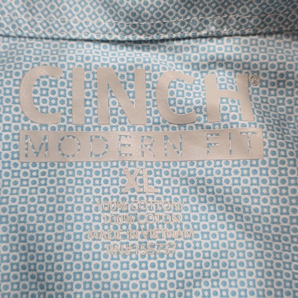 Cinch Modern Fit Button Shirt Men XL Turqouise Geometeric Western Cowboy  Casual - Picture 8 of 11